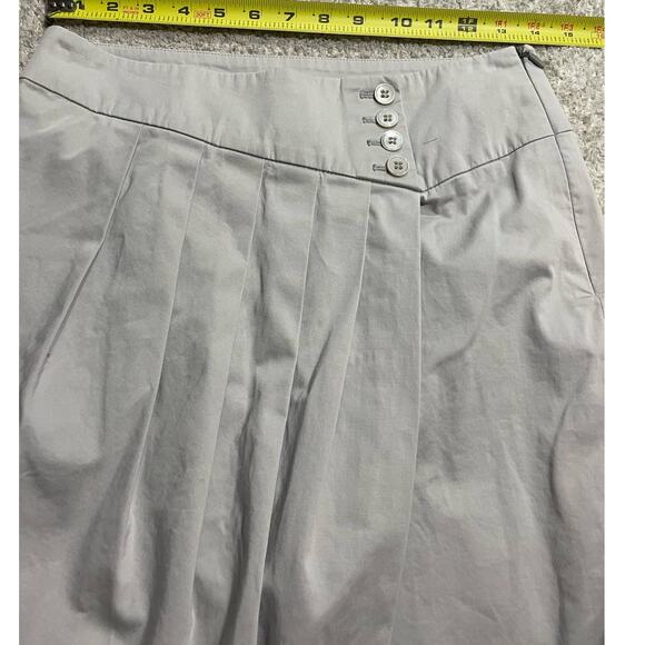 Boss Hugo Boss Womens Sz 6 Pleated Button Faux Wrap Knee Length Skirt Silver 249 - Picture 2 of 14